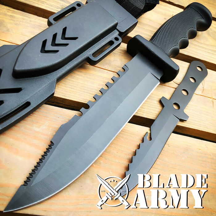 Hunting Fixed Blade Army Bowie w/ Throwing Knife