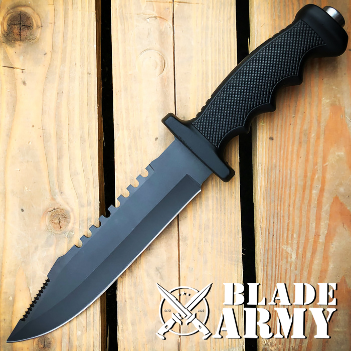 Hunting Fixed Blade Army Bowie w/ Throwing Knife