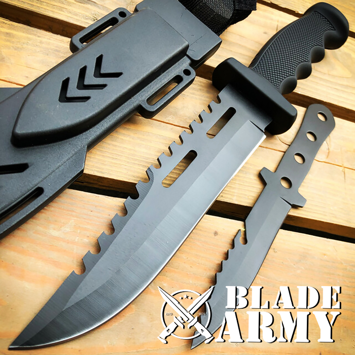 Hunting Fixed Blade Army Bowie w/ Throwing Knife