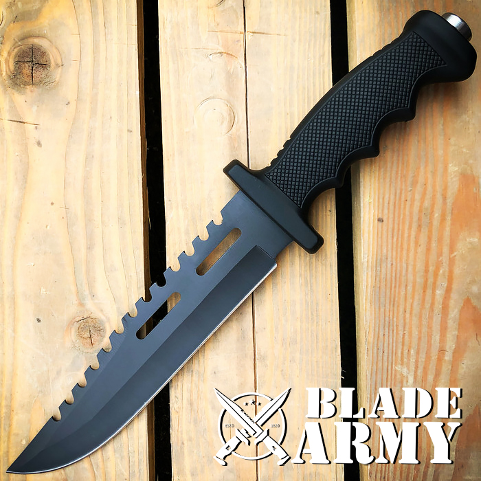 Hunting Fixed Blade Army Bowie w/ Throwing Knife