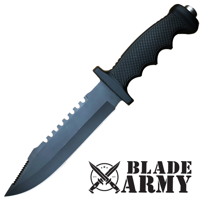 Hunting Fixed Blade Army Bowie w/ Throwing Knife